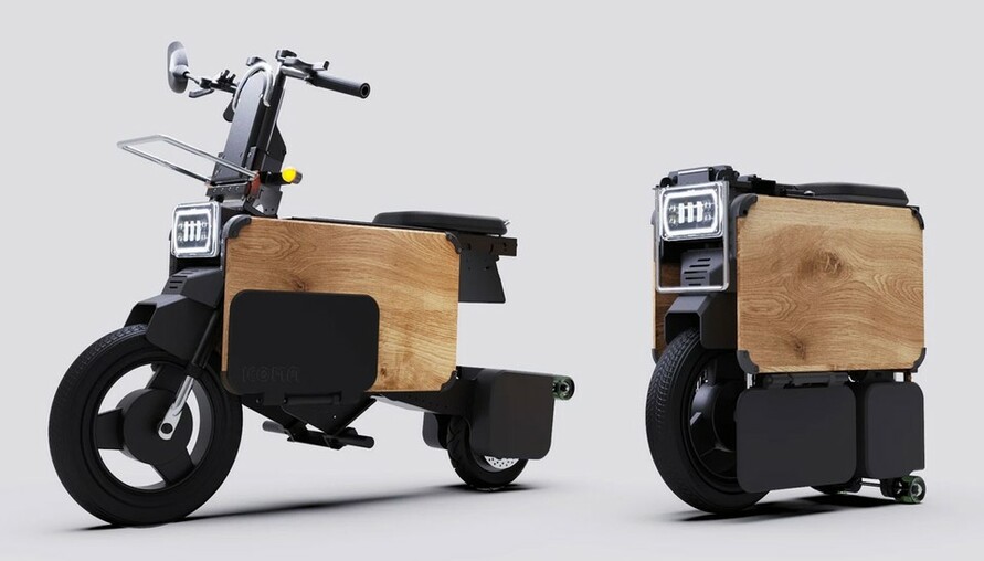變形金剛摩托車版？日本車廠ICOMA推出全新可折疊式電動機車「Tatamel Bike」，能通勤還能拿來當辦公桌？