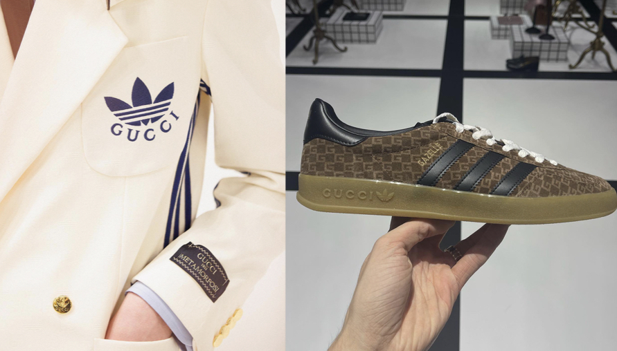 驚喜現身米蘭時裝週！Gucci x adidas Originals 聯名系列登場，Gazelle 鞋款近照曝光！