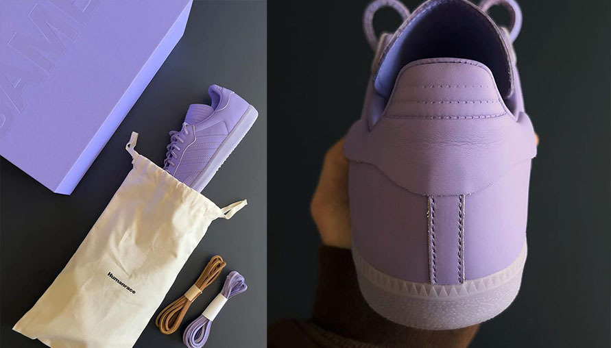 Pharrell Williams帶你揭秘 Humanrace Samba 配色「Lilac」鞋款的清新質感