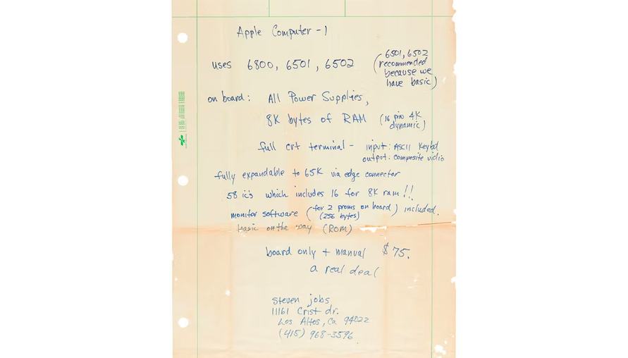 Steve Jobs 手繪的原始藍圖：一張草稿，價值17萬美金，重現蘋果傳奇