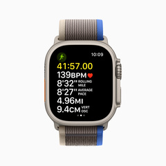 Apple Watch Ultra 的大顯示器可一次呈現六項指標。